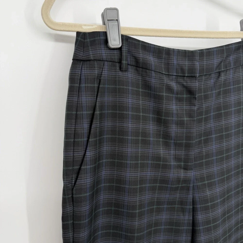 Tibi Sz 4 Plaid Taylor Pants Straight Leg Ankle Trouser Office Career Wool Blend